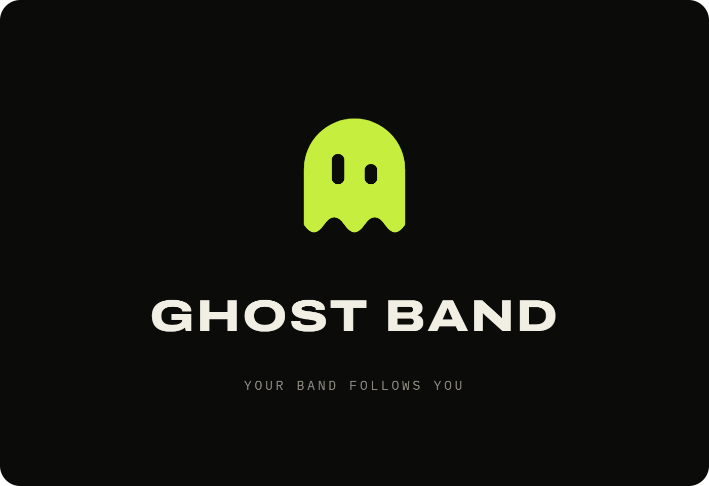 Ghost Band lime ghost logo and light wordmark on a dark background