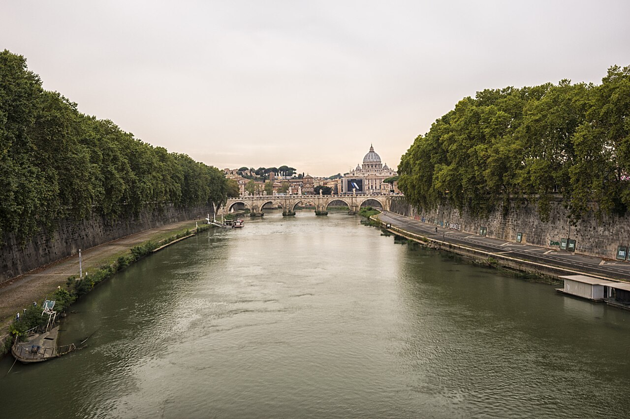 Rome’s Tiber river and Saint Peter’s Basilica